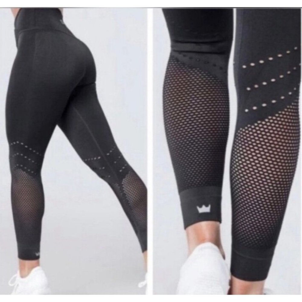 SHEFIT Seamless Athletic Cross Waist Leggings Womens Size 2 Luxe‎ Black NWT